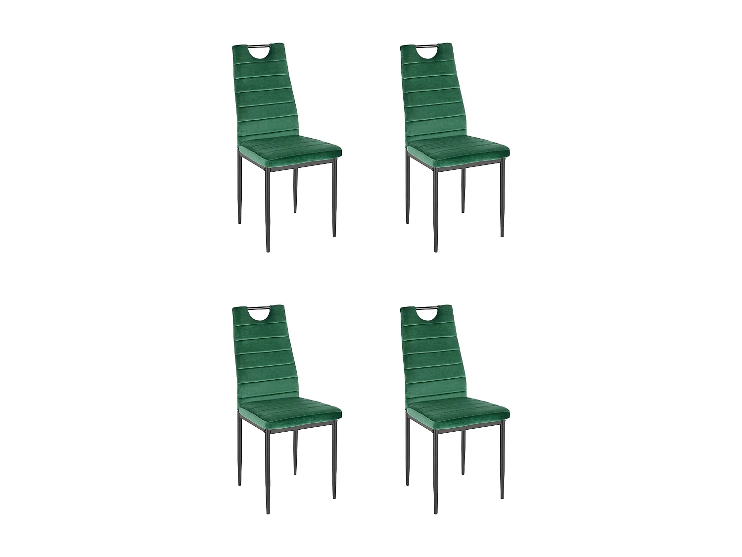 Set di 4 sedie da pranzo in velluto verde scuro