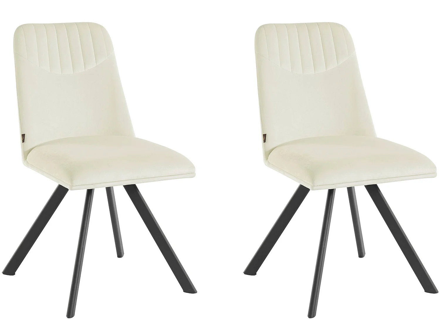 Set di 2 sedie da pranzo imbottite in velluto bianco crema