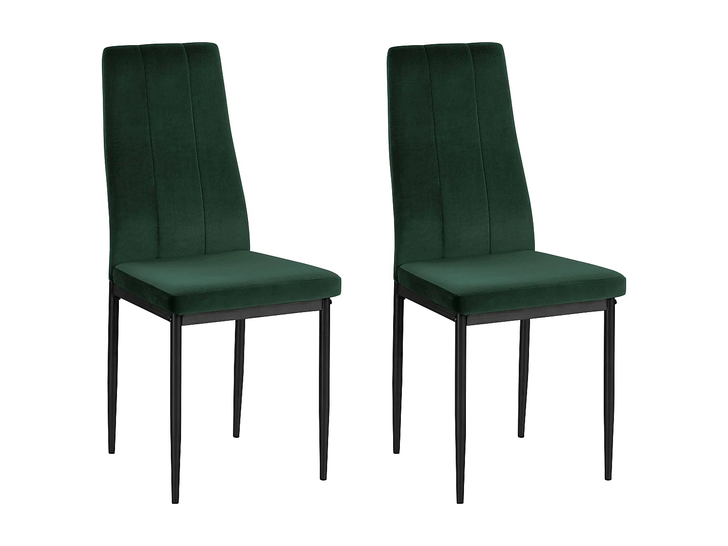 Kelly | Lot de 2 chaises de salle à manger rembourrées en velours vert