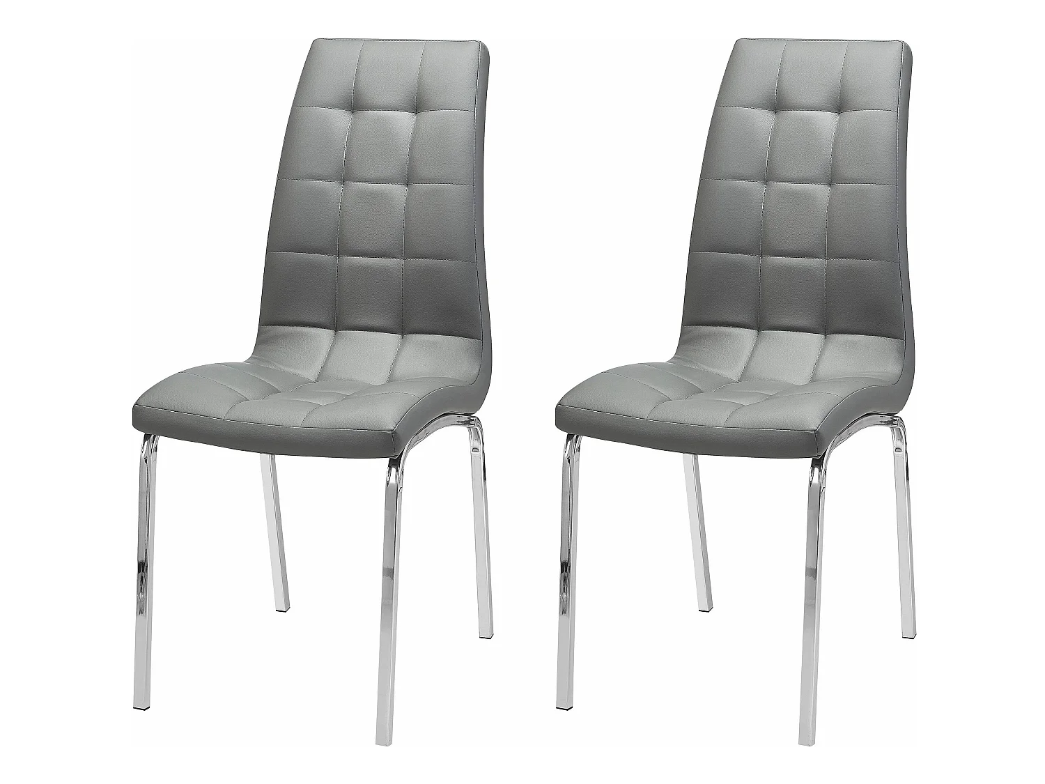 Juego de 2 sillas de comedor tapizadas en PU gris