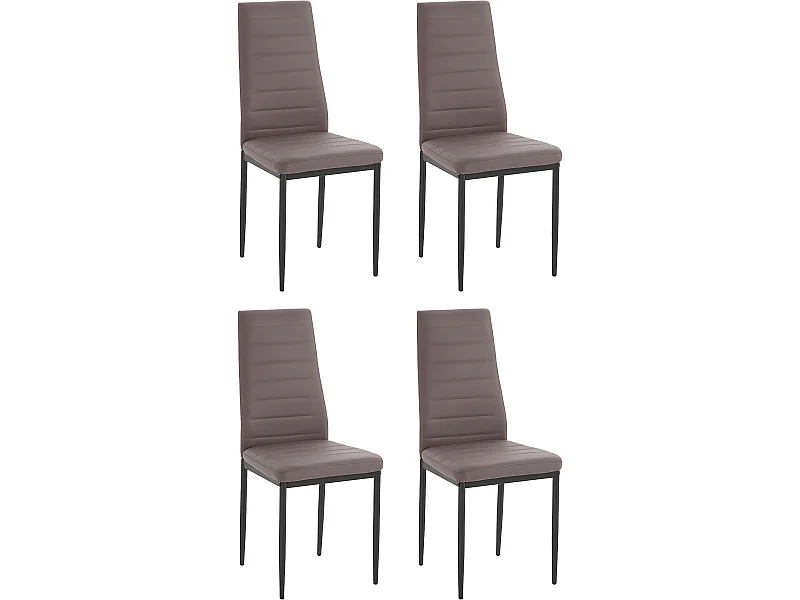 Sandy | Lot de 4 chaises de salle à manger rembourrées en PU cappuccino