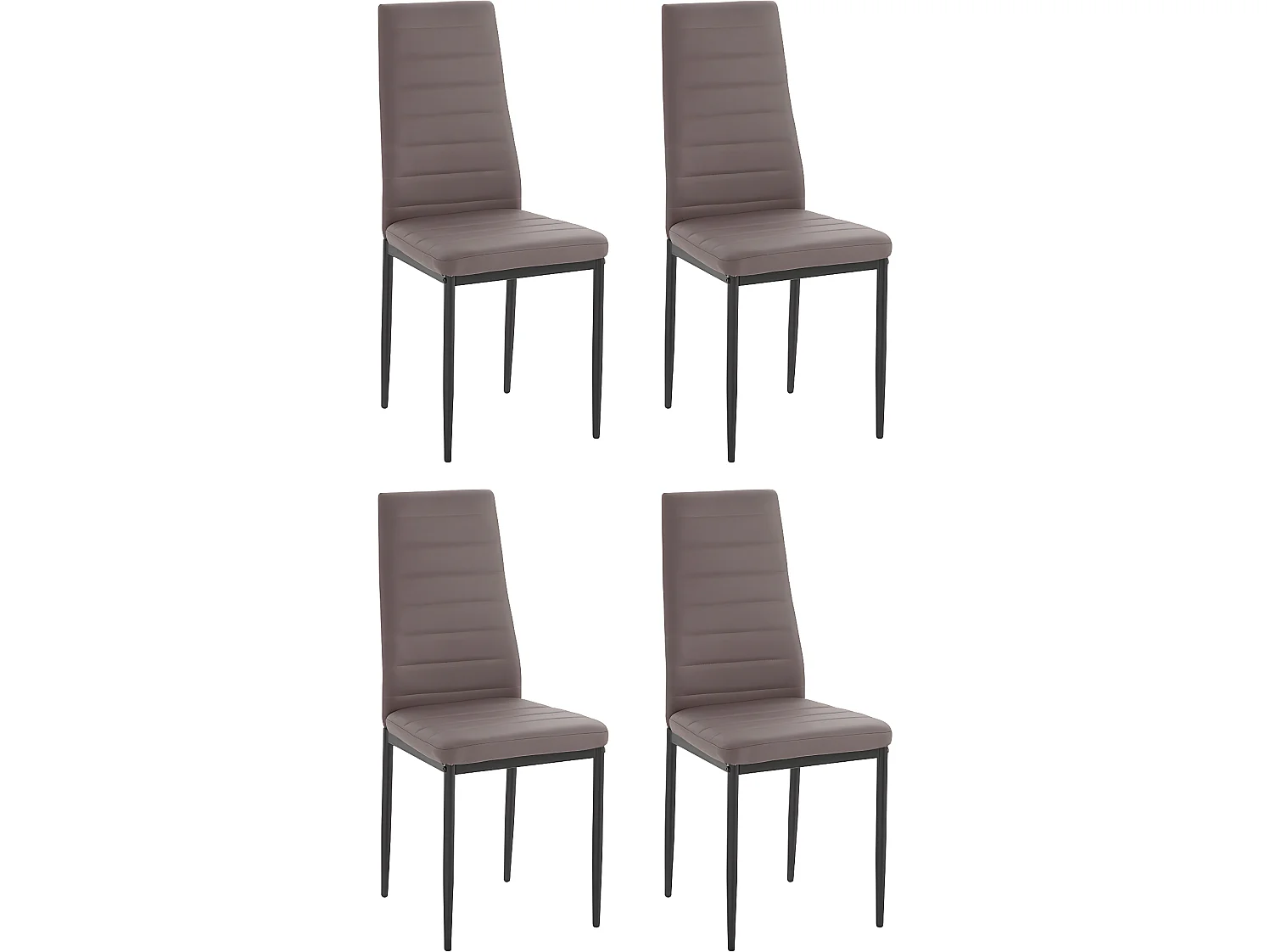 Sandy | Lot de 4 chaises de salle à manger rembourrées en PU cappuccino