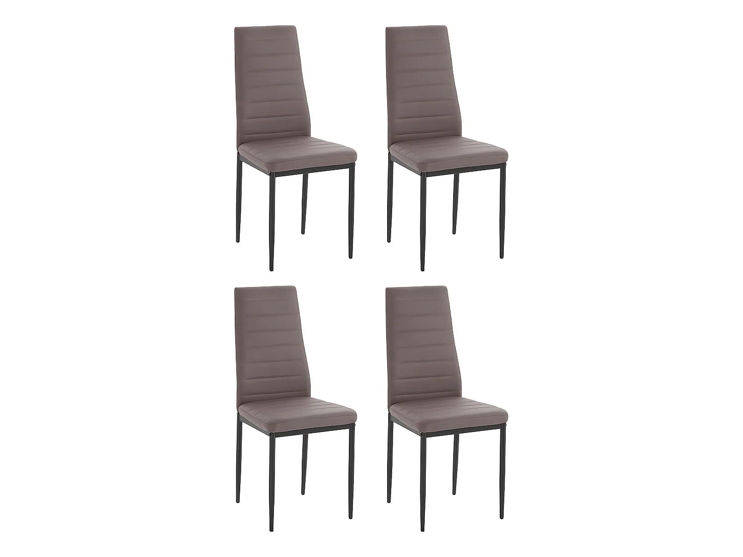 Sandy | Lot de 4 chaises de salle à manger rembourrées en PU cappuccino