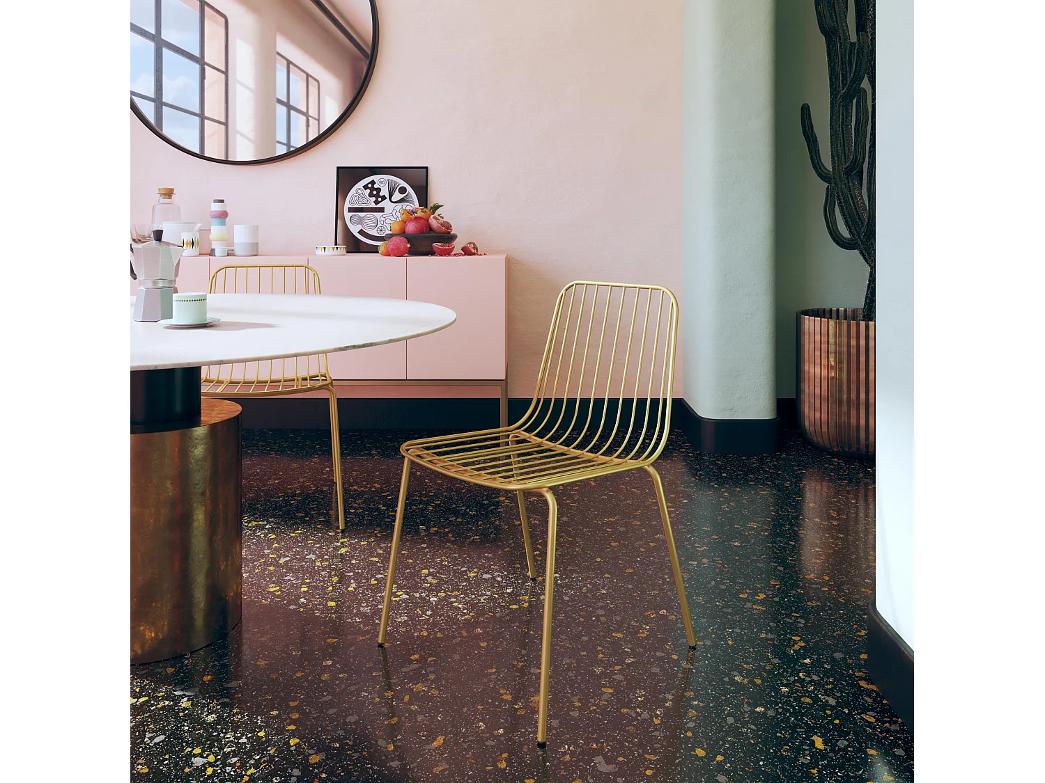 Caden | Chaise de salle à manger en fil métallique 2 packs en jaune