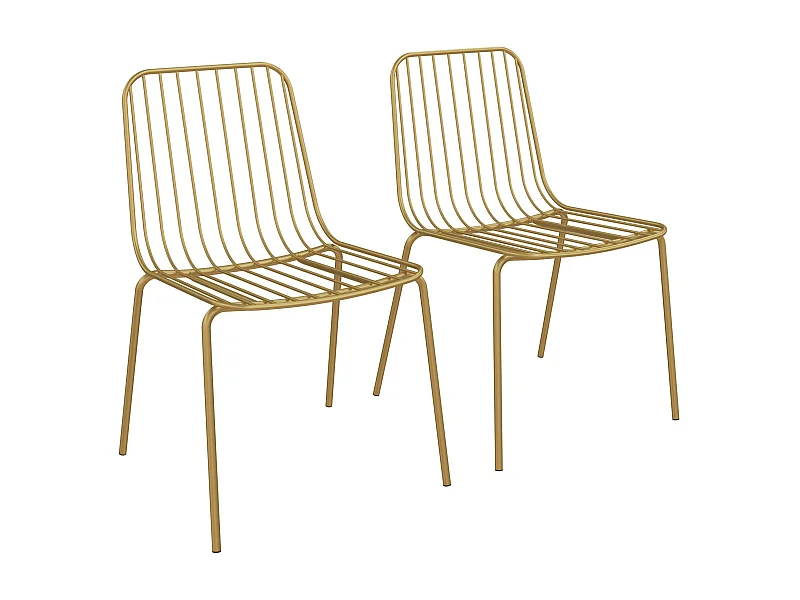 Caden | Set van 2 stoelen in metaal geel