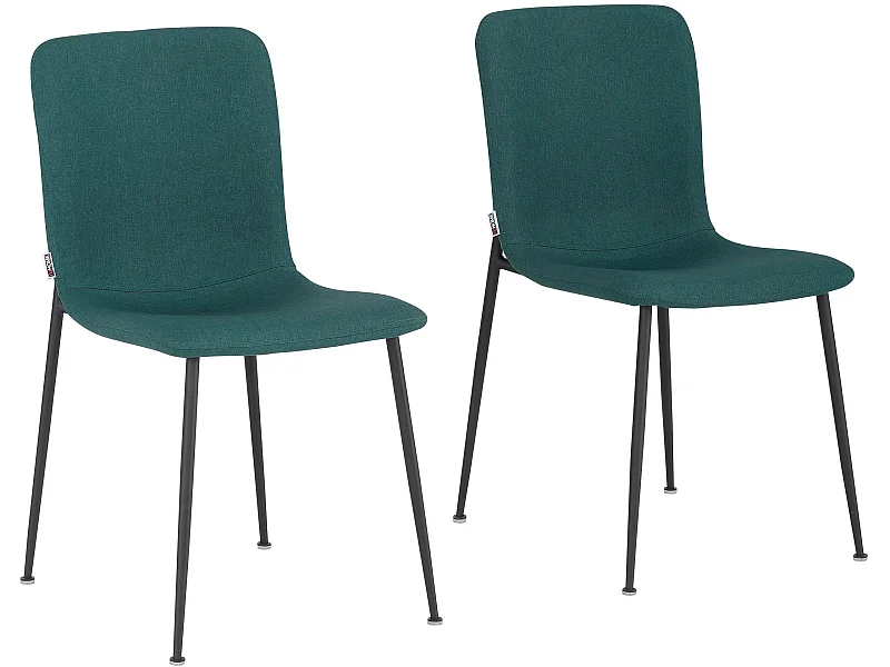 Faye | Lot de 2 chaises de salle à manger rembourrées en tissu vert