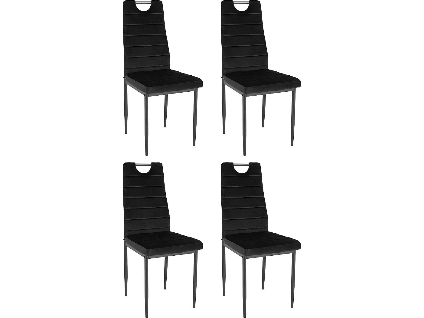 Mandy | Lot de 4 chaises de salle à manger en velours noir