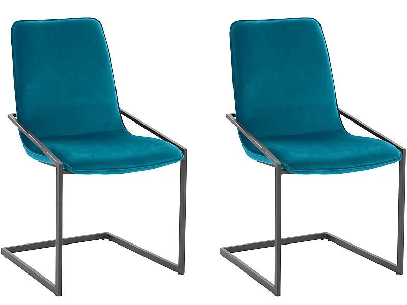 Lot de 2 chaises de salle à manger rembourrées en velours pétrole