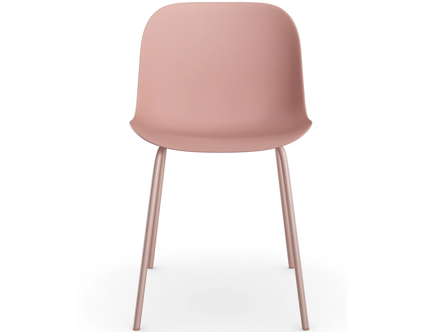 Esszimmerstühle im 2er-Set aus rosafarbenem Kunststoff mit Beinen aus rosafarbenem Metall