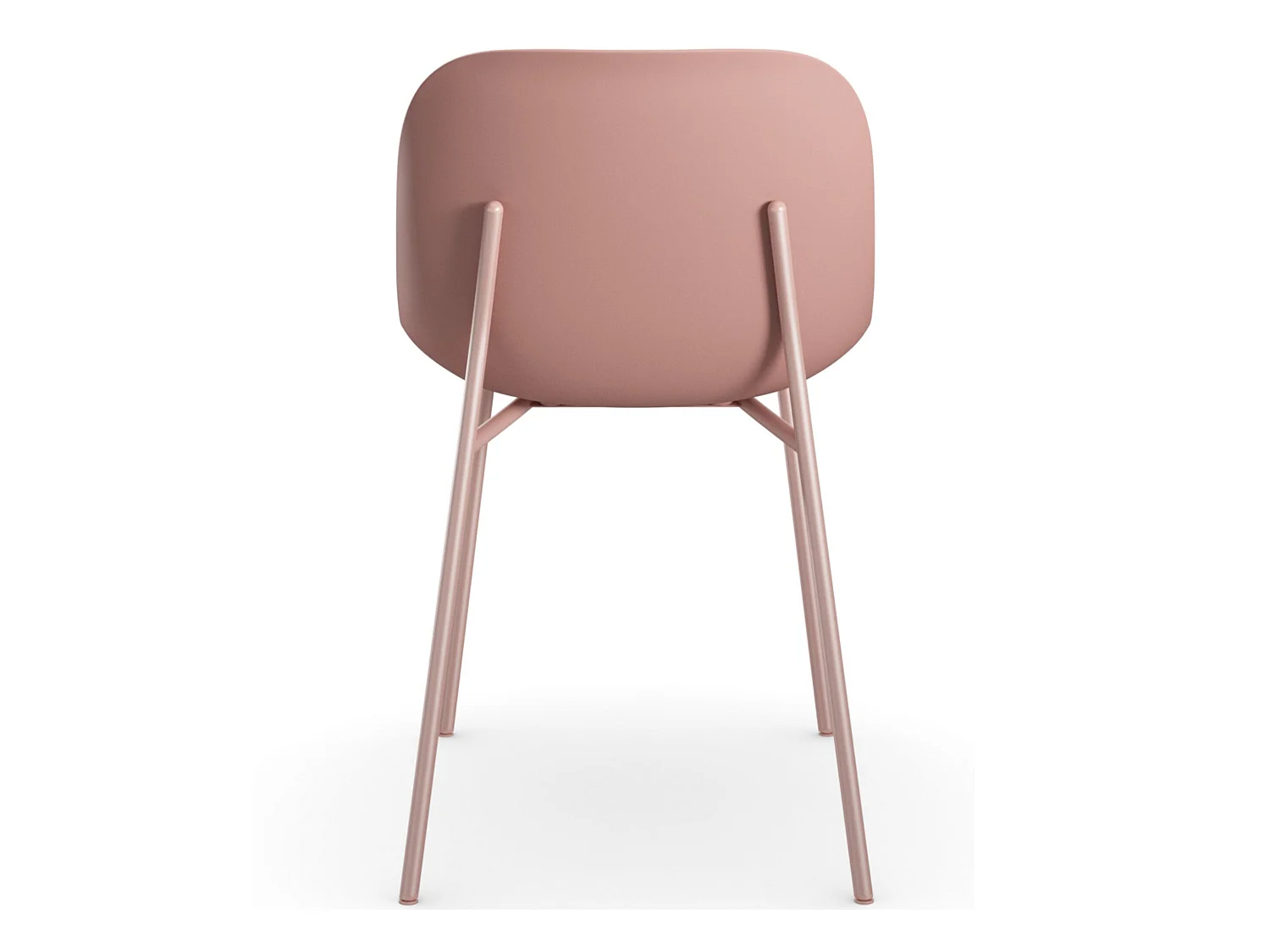Esszimmerstühle im 2er-Set aus rosafarbenem Kunststoff mit Beinen aus rosafarbenem Metall