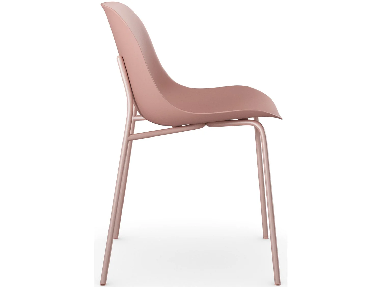 Esszimmerstühle im 2er-Set aus rosafarbenem Kunststoff mit Beinen aus rosafarbenem Metall