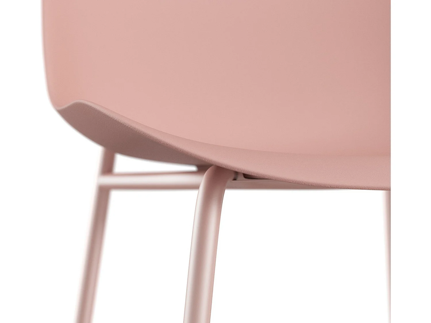 Esszimmerstühle im 2er-Set aus rosafarbenem Kunststoff mit Beinen aus rosafarbenem Metall