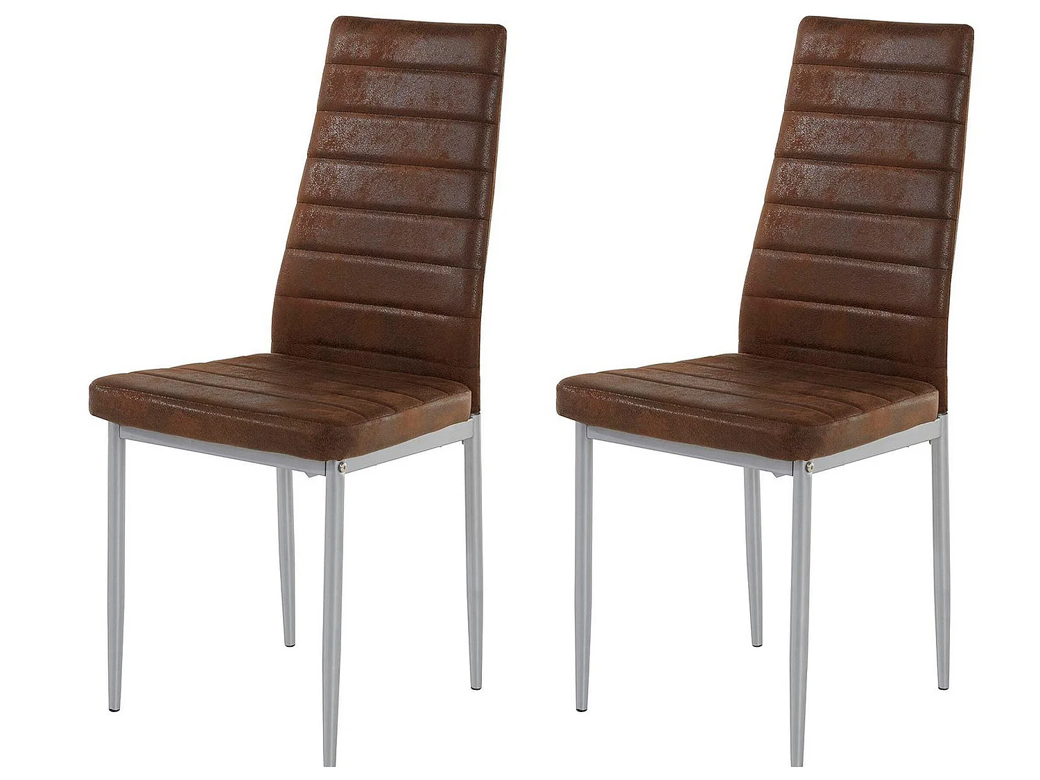 Kate | Lot de 2 chaises de salle à manger rembourrées en microfibre marron