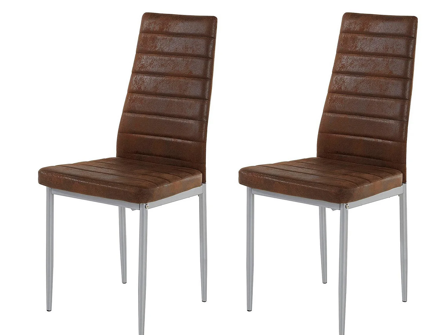 Kate | Lot de 2 chaises de salle à manger rembourrées en microfibre marron