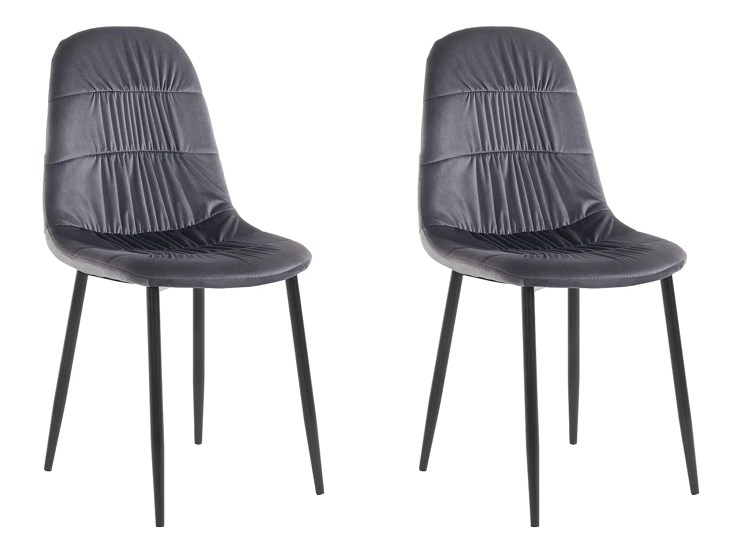 Joel | Lot de 2 chaises de salle à manger rembourrées en velours gris