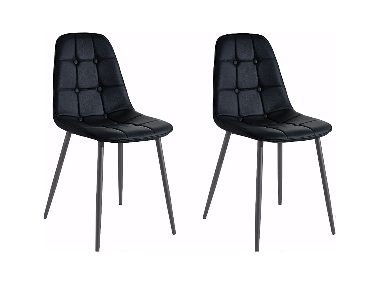 Luna | Lot de 4 chaises de salle à manger rembourrées en PU noir
