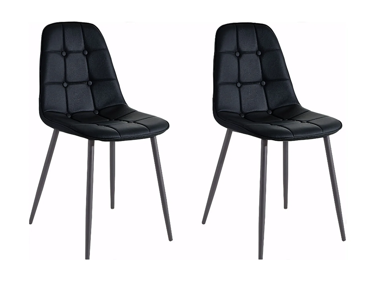 Luna | Lot de 4 chaises de salle à manger rembourrées en PU noir