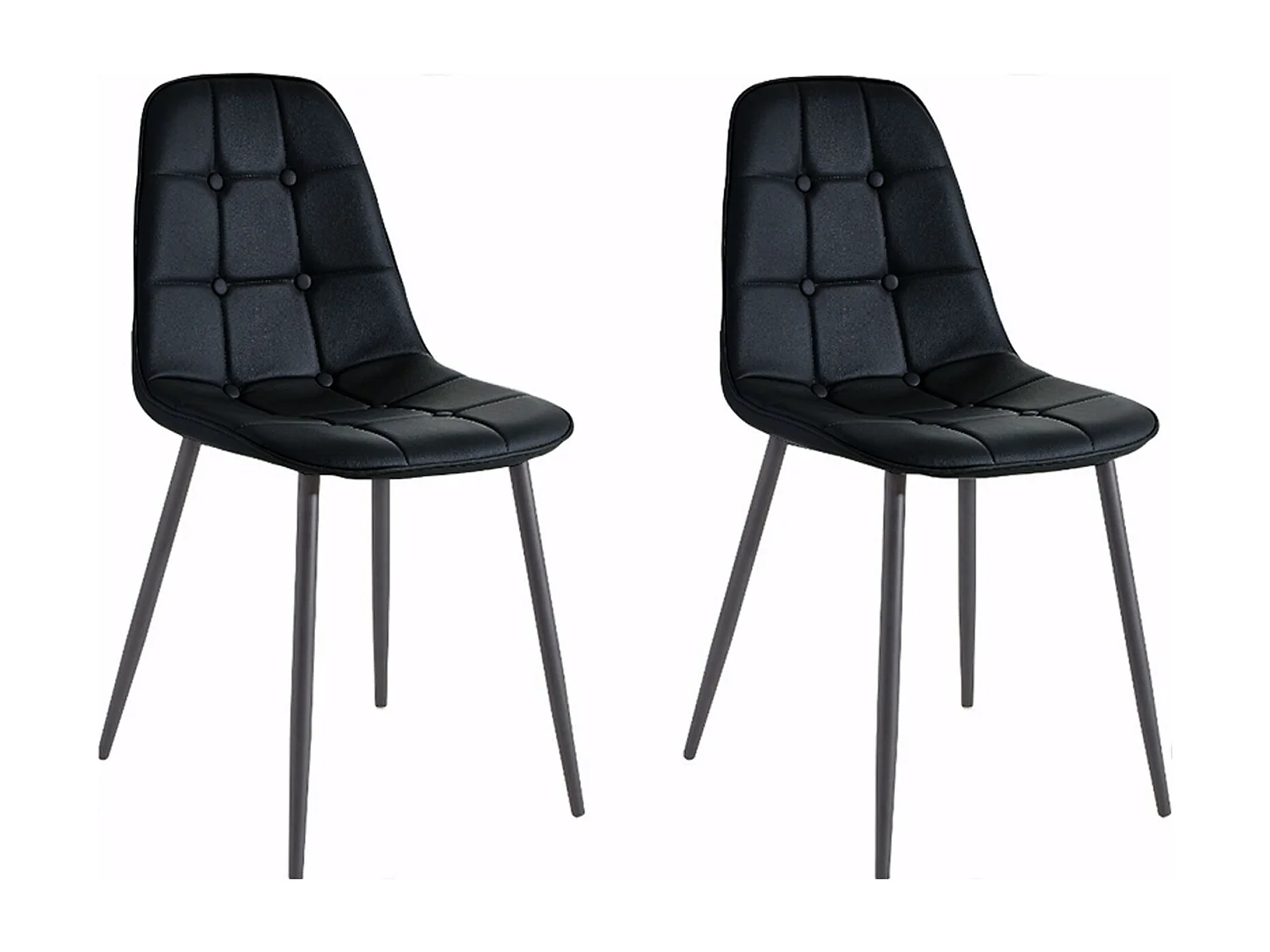 Luna | Lot de 4 chaises de salle à manger rembourrées en PU noir