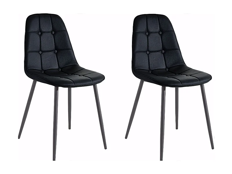 Luna | Lot de 4 chaises de salle à manger rembourrées en PU noir