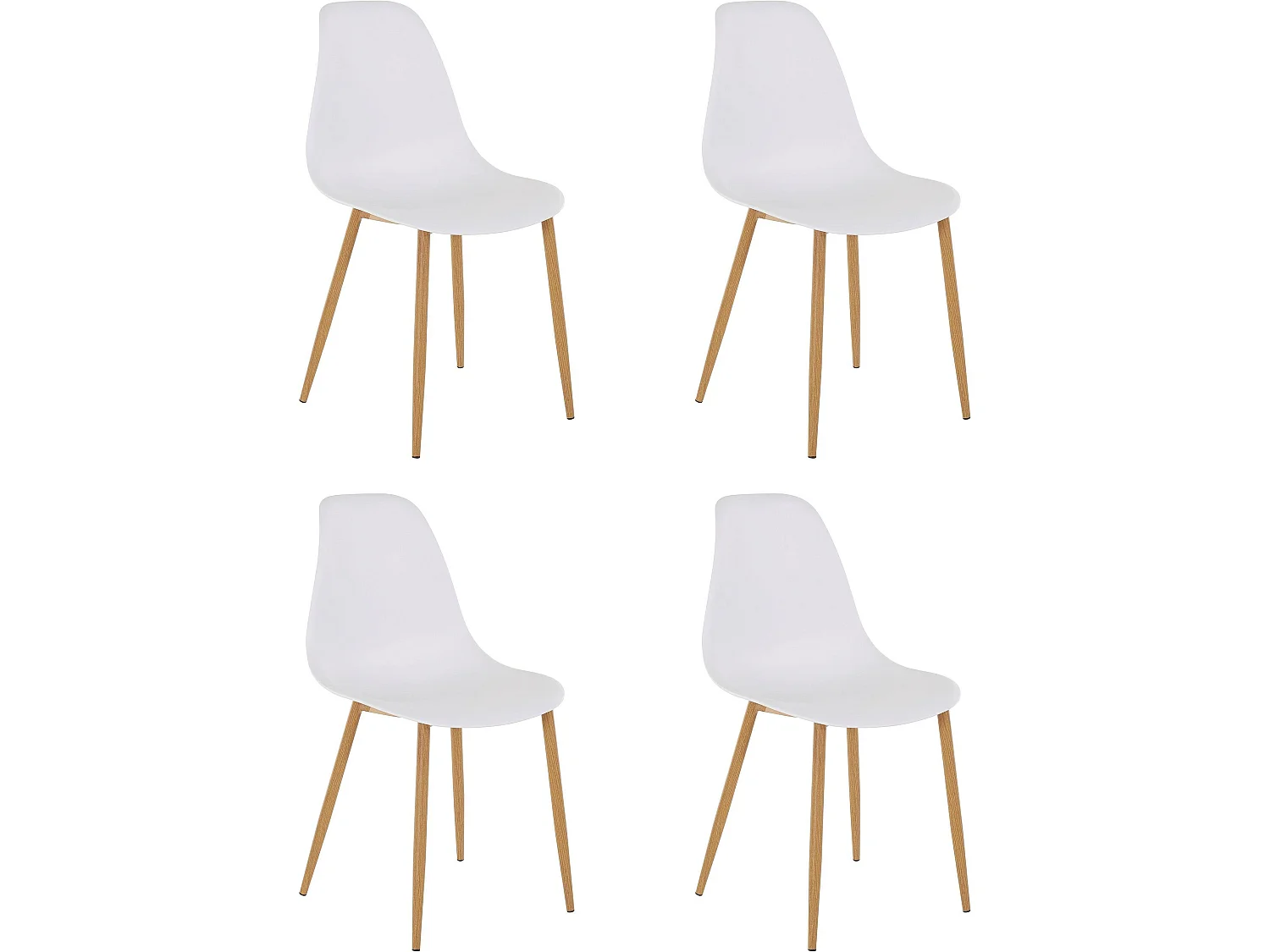 Miller | Cadeiras de Jantar Conjunto de 4 em Plástico Branco