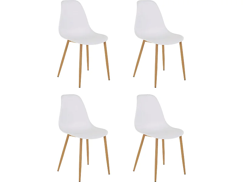 Miller | Cadeiras de Jantar Conjunto de 4 em Plástico Branco