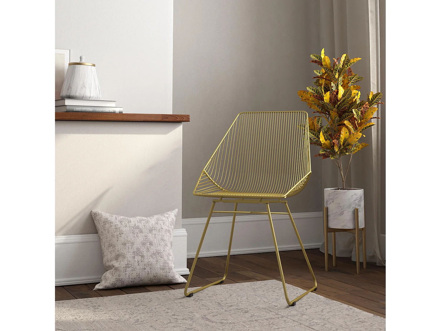 Ellis | Chaise de salle à manger en métal doré