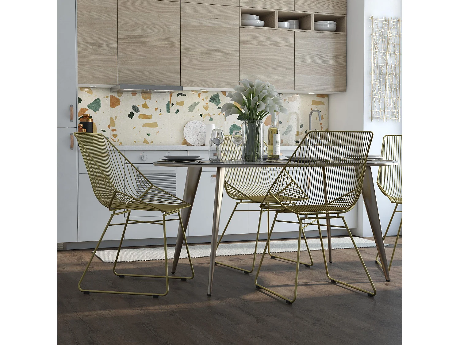 Ellis | Chaise de salle à manger en métal doré