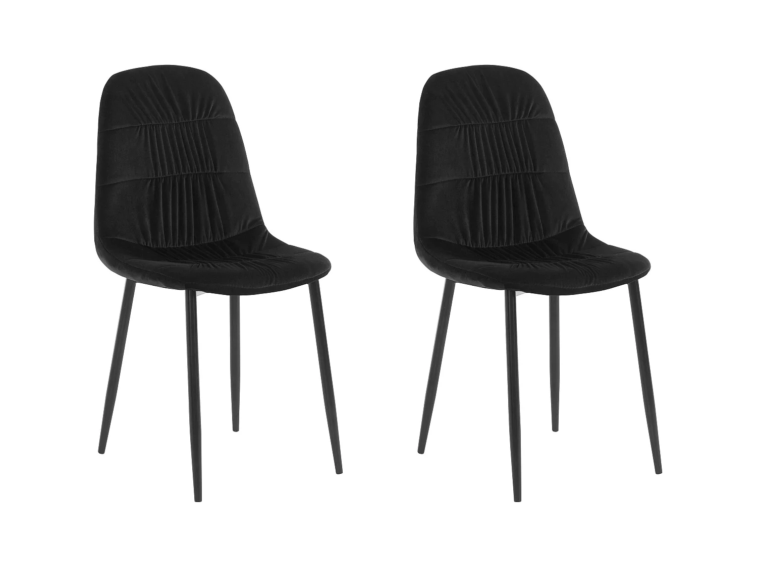 Set di 2 sedie da pranzo imbottite in velluto nero