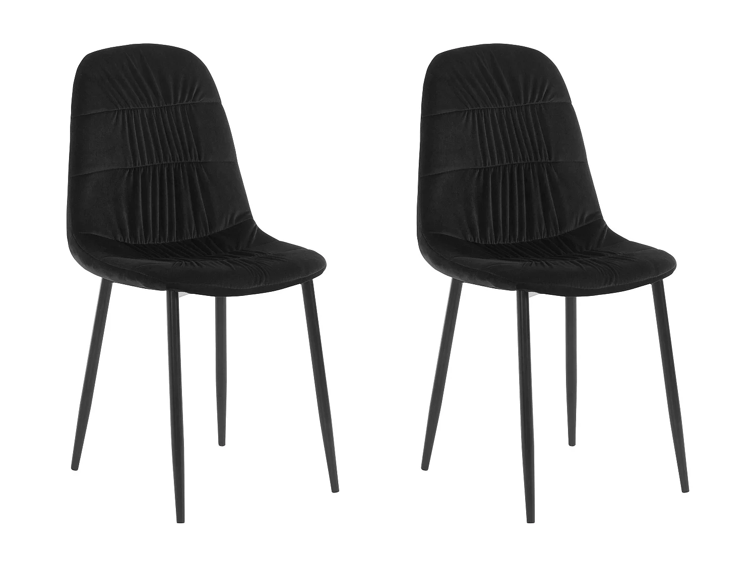 Joel | Lot de 2 chaises de salle à manger rembourrées en velours noir