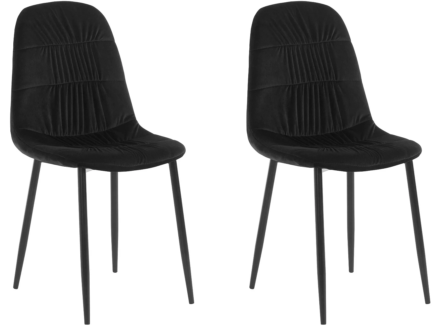 Joel | Lot de 2 chaises de salle à manger rembourrées en velours noir