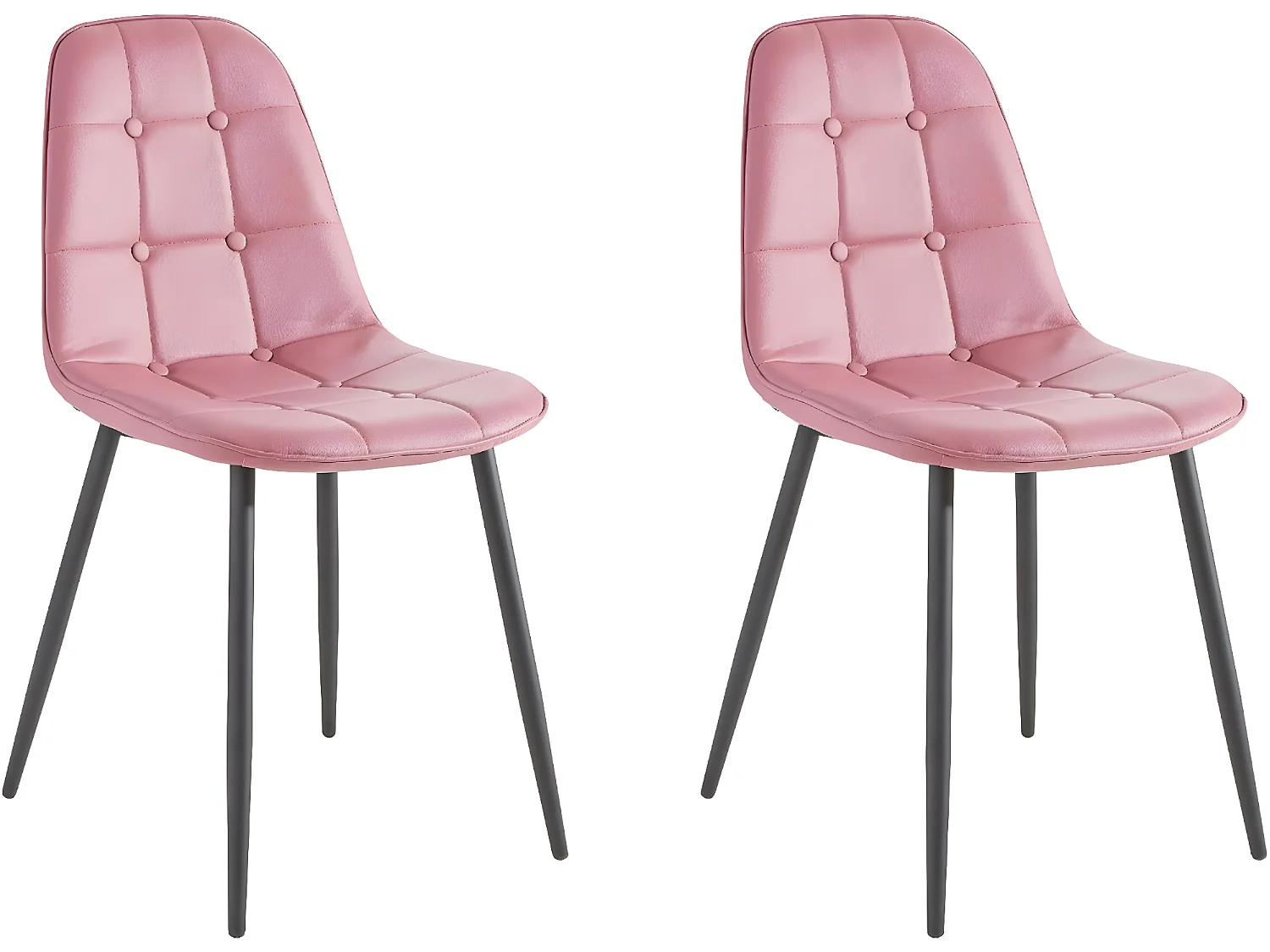 Set di 4 sedie da pranzo imbottite in PU rosa