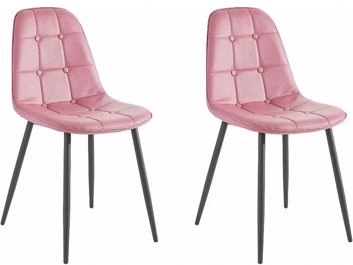 Juego de 4 sillas de comedor tapizadas en PU rosa