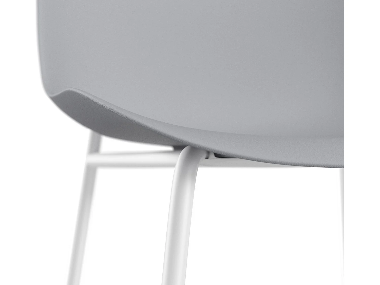 Ocean | Conjunto de 2 Cadeiras de Jantar em Plástico Cinzento com Pernas em Metal Branco