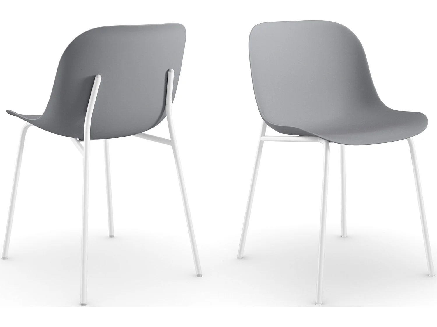 Ocean | Lot de 2 chaises de salle à manger en plastique avec pieds en métal