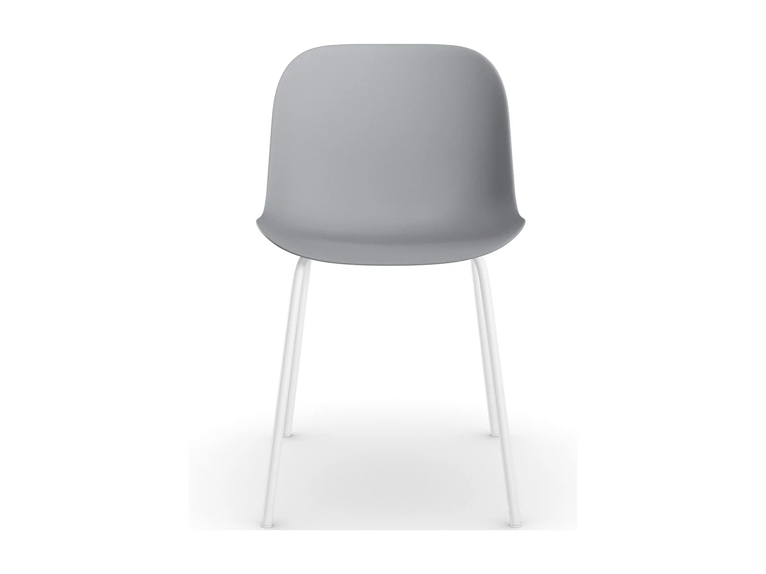 Esszimmerstühle im 2er-Set aus Kunststoff in Grau mit Beinen aus Metall in Weiß