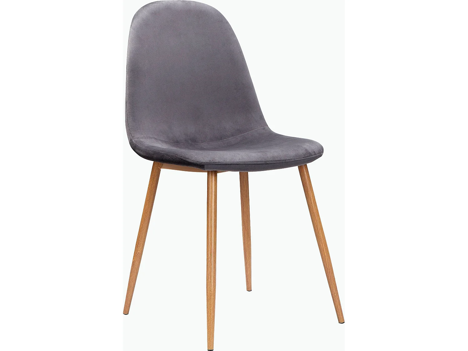 Monza | Lot de 4 chaises de salle à manger en velours  et pieds chêne