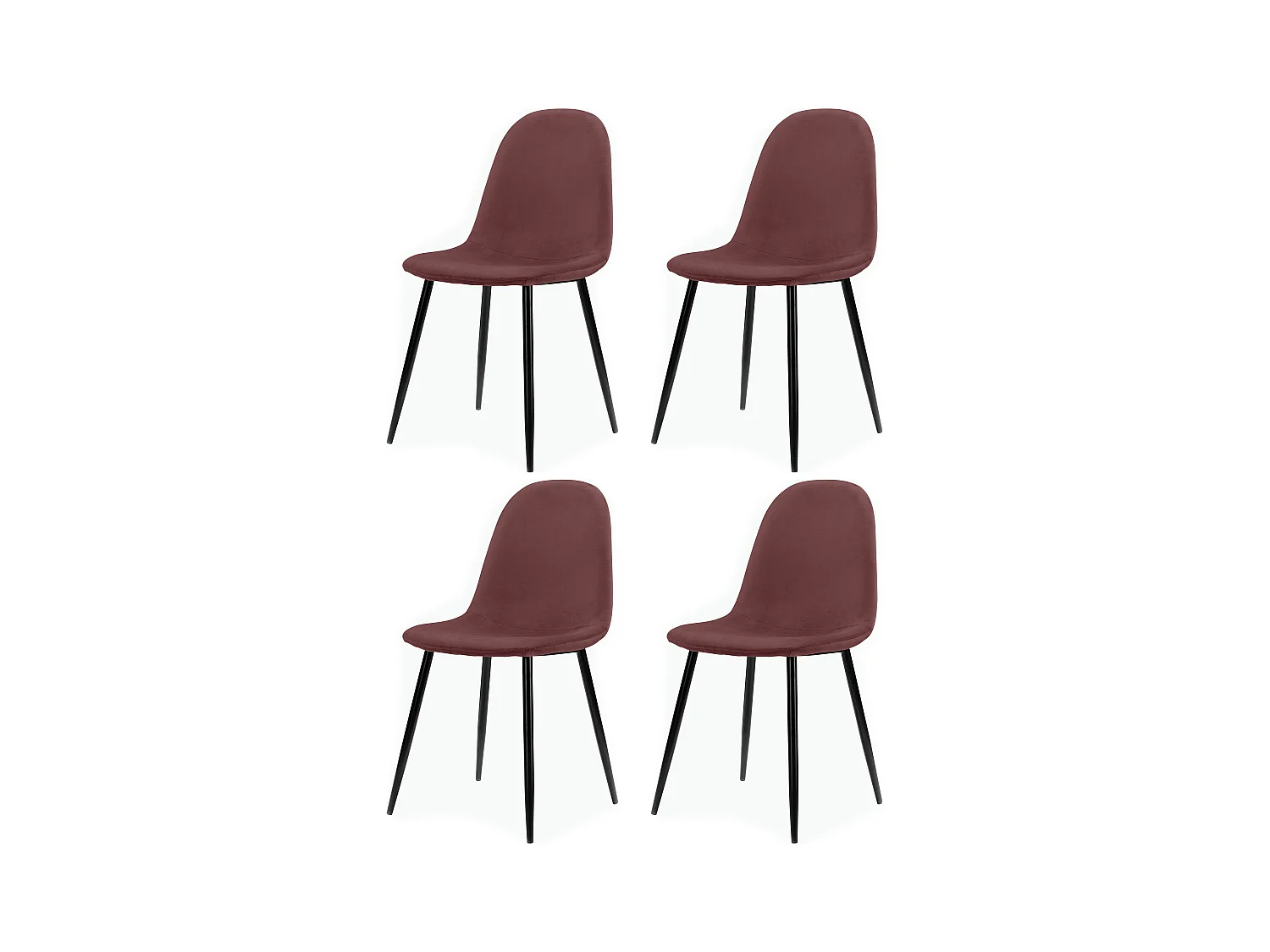 Monza | Lot de 4 chaises de salle à manger en velours rose et pieds en métal