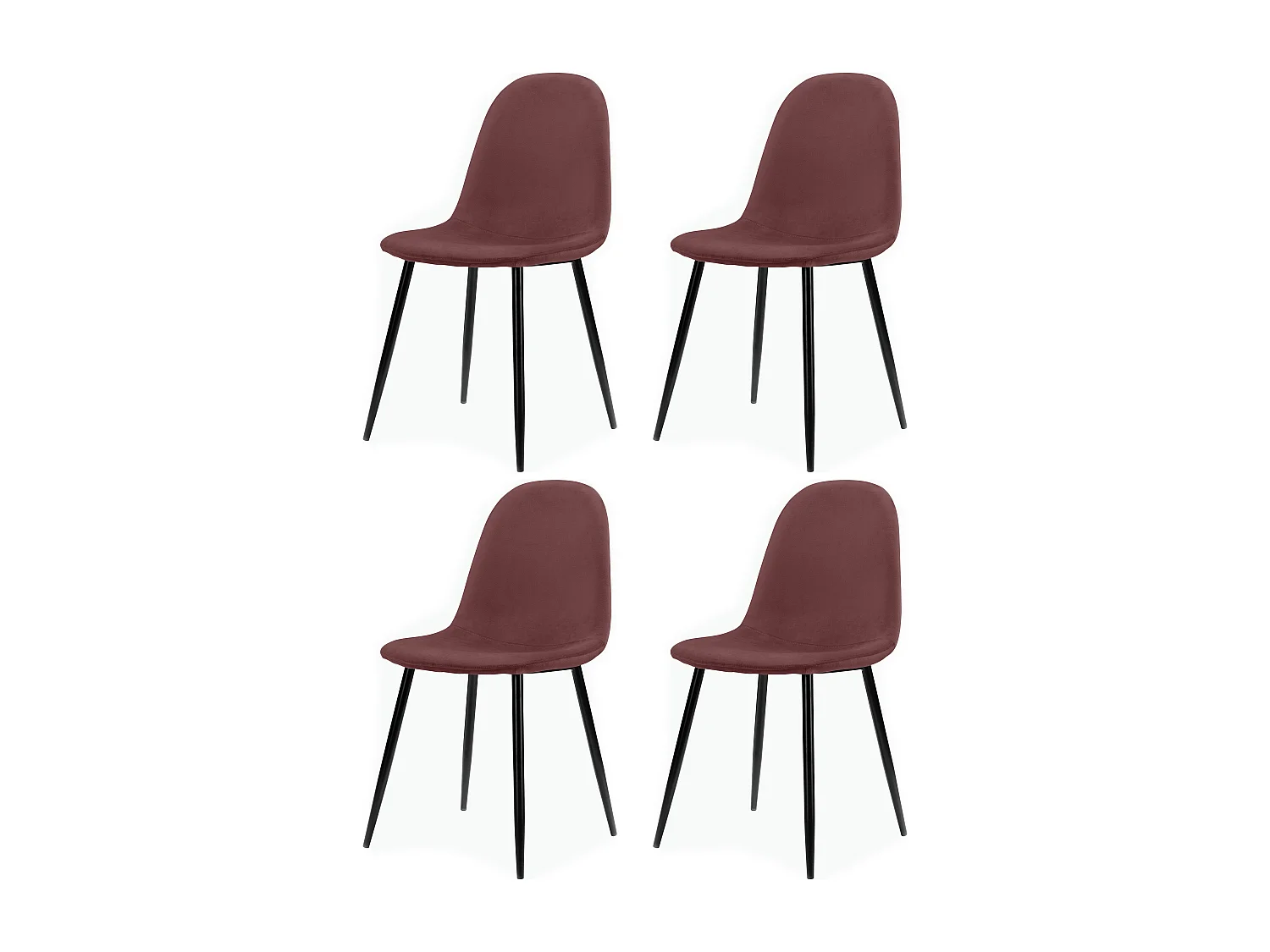 Monza | Lot de 4 chaises de salle à manger en velours rose et pieds en métal