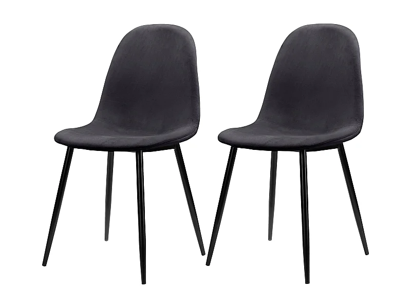 Juego de 2 sillas de comedor en terciopelo antracita y patas en metal