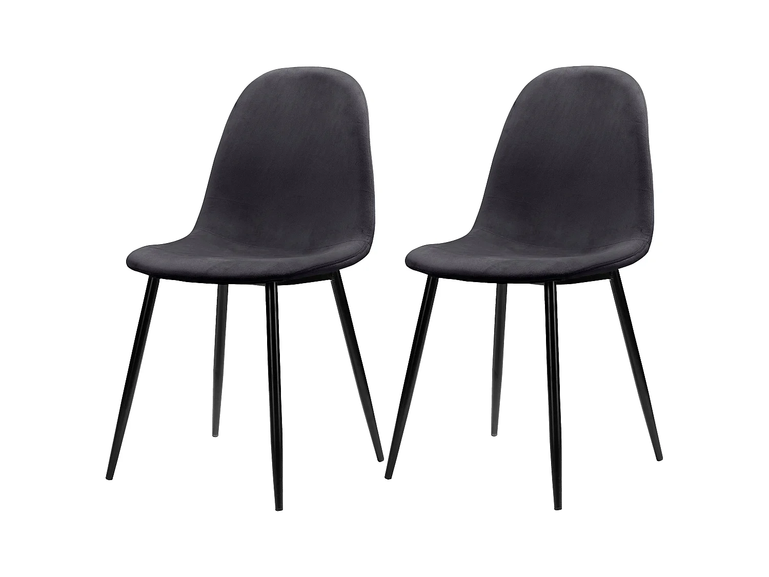 Monza | Lot de 2 chaises de salle à manger en velours  et pieds