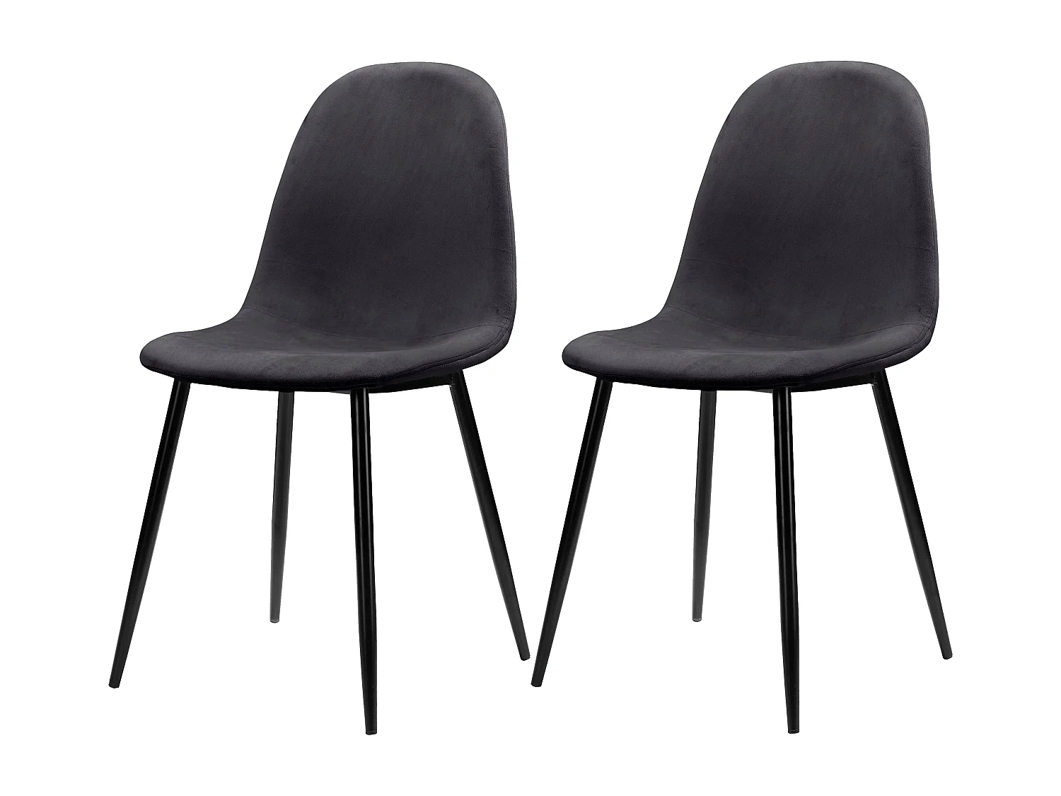 Monza | Lot de 2 chaises de salle à manger en velours  et pieds