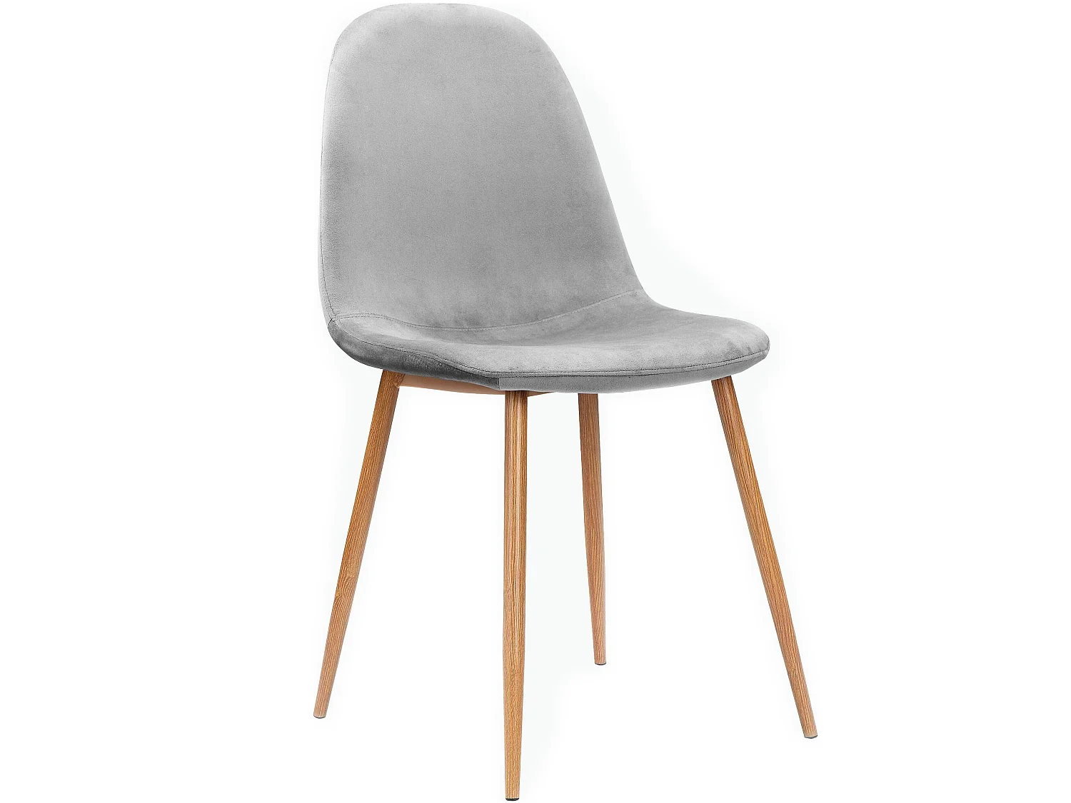 Monza | Lot de 2 chaises de salle à manger en velours gris et pieds chêne