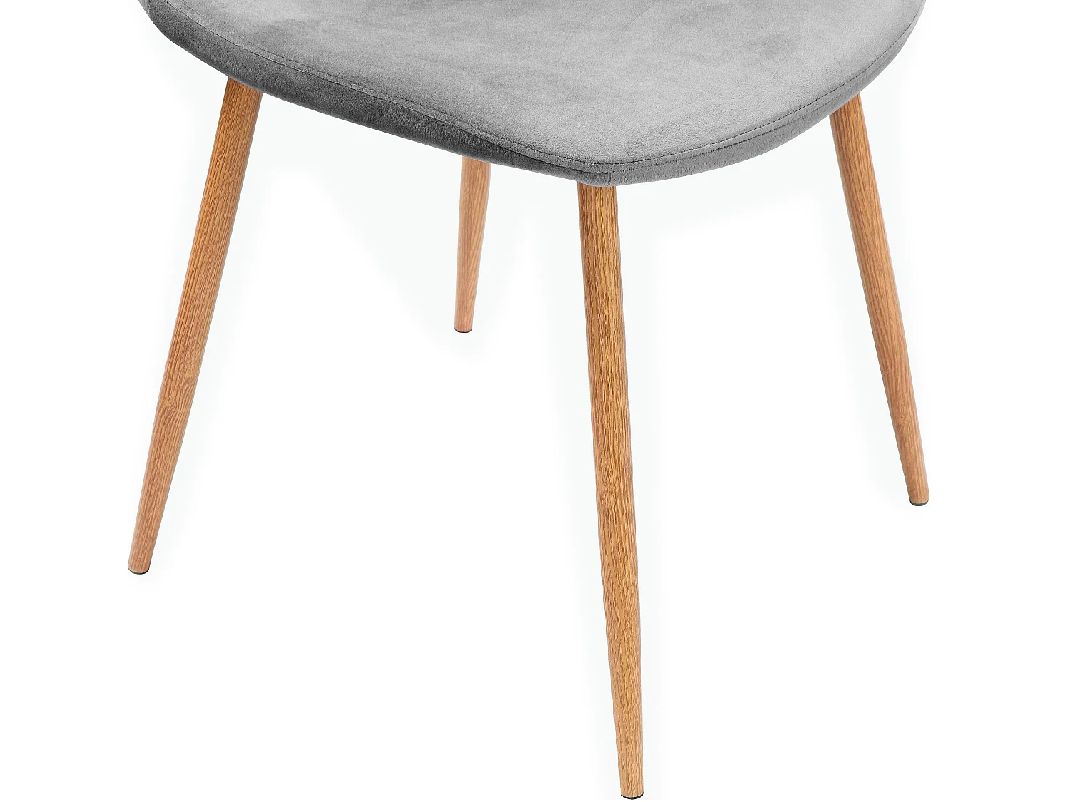 Monza | Lot de 2 chaises de salle à manger en velours gris et pieds chêne