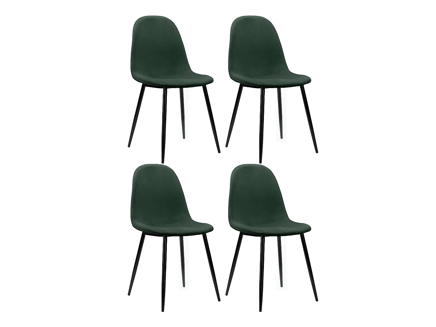Monza | Lot de 4 chaises de salle à manger en velours vert et pieds en métal