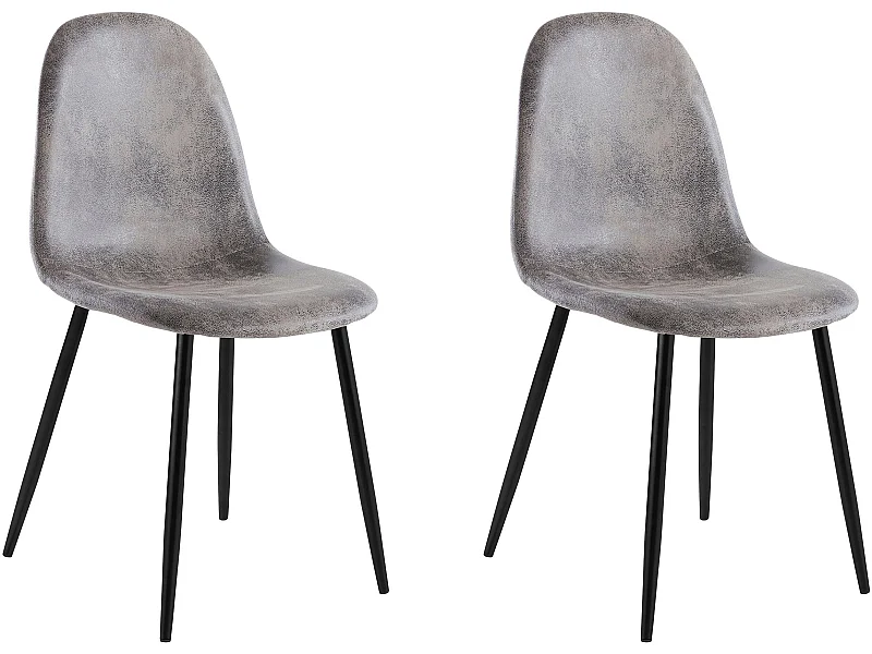 Miller | Lot de 2 chaises de salle à manger en microfibre gris
