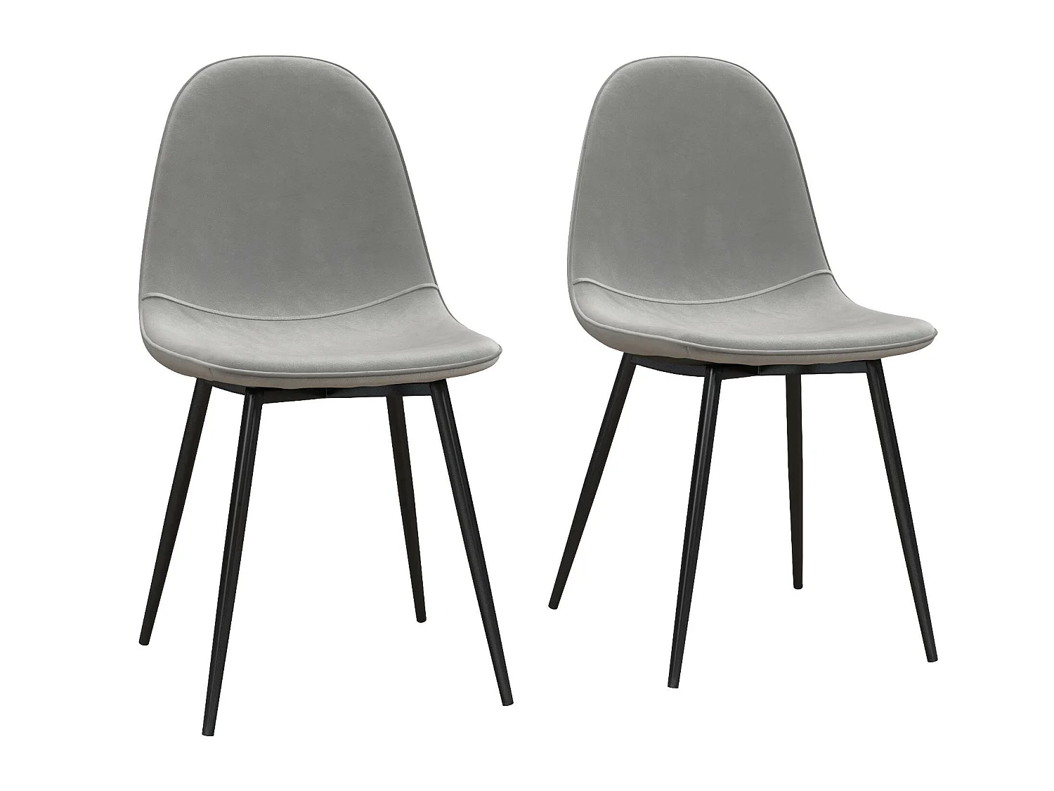 Calvin | Lot de 2 chaises de salle à manger en velours gris