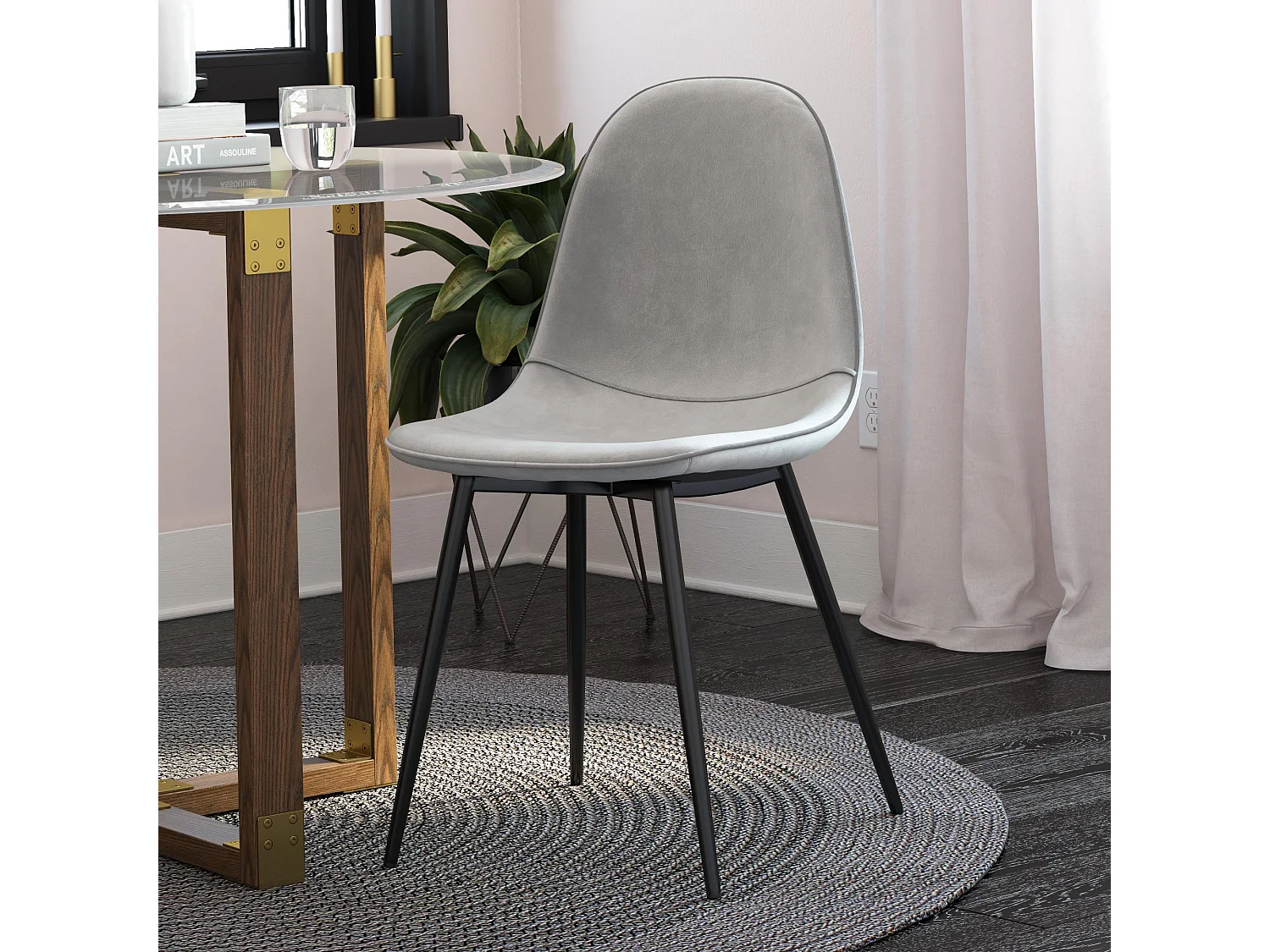 Calvin | Lot de 2 chaises de salle à manger en velours gris