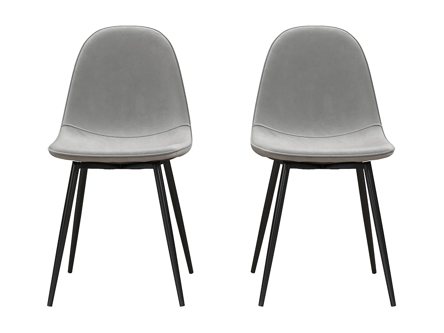 Calvin | Lot de 2 chaises de salle à manger en velours gris
