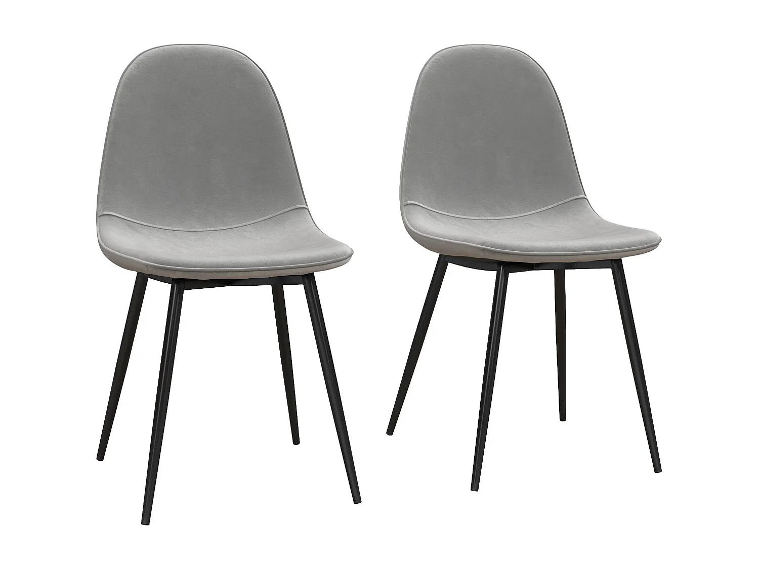 Calvin | Lot de 2 chaises de salle à manger en velours gris