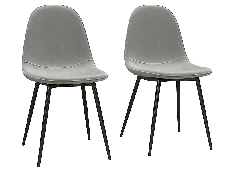 Calvin | Lot de 2 chaises de salle à manger en velours gris